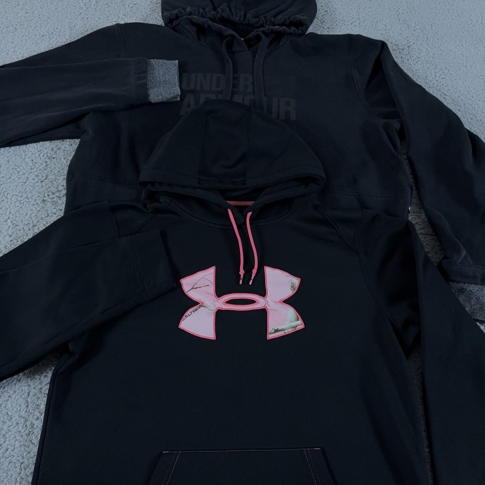 LOT OF 2 Under Armour Hoodie Women XL Sweatshirt ColdGear Big Logo Realtree Camo